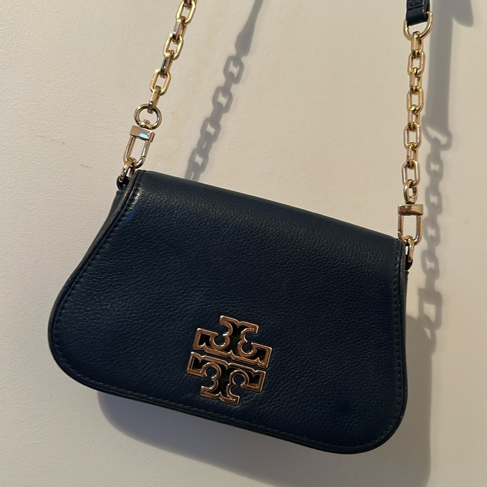 Tory Burch Black Crossbody Bag with Gold Chain
